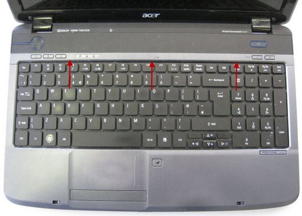 Снимите верхнюю панель над клавиатурой